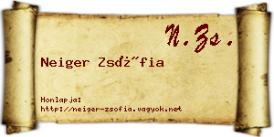 Neiger Zsófia névjegykártya